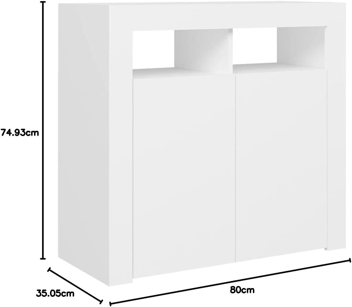 White LED Sideboard Cabinet RGB Lights Storage Unit for Living Room**