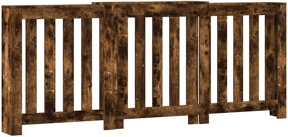 Smoked Oak Radiator Cover Cabinet | Modern Slatted MDF Heater Shelf