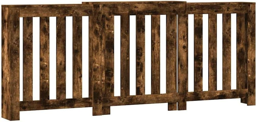 Smoked Oak Radiator Cover Cabinet | Modern Slatted MDF Heater Shelf