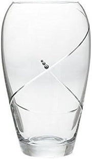 Clear Crystal Glass Barrel Vase Modern Table Flower Decor Medium
