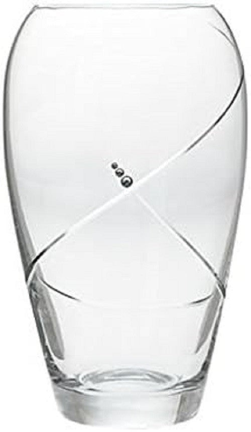 Clear Crystal Glass Barrel Vase Modern Table Flower Decor Medium