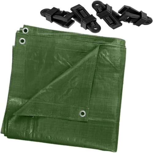 Heavy Duty Waterproof Tarpaulin 10x12m with 4 Tarp Clips – Camping, Garden