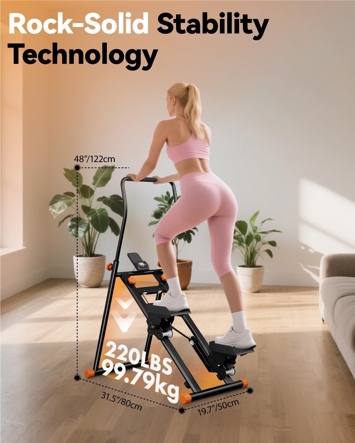 Foldable Vertical Stair Climber w/ Adjustable Pedals, Handlebar & LCD Monitor