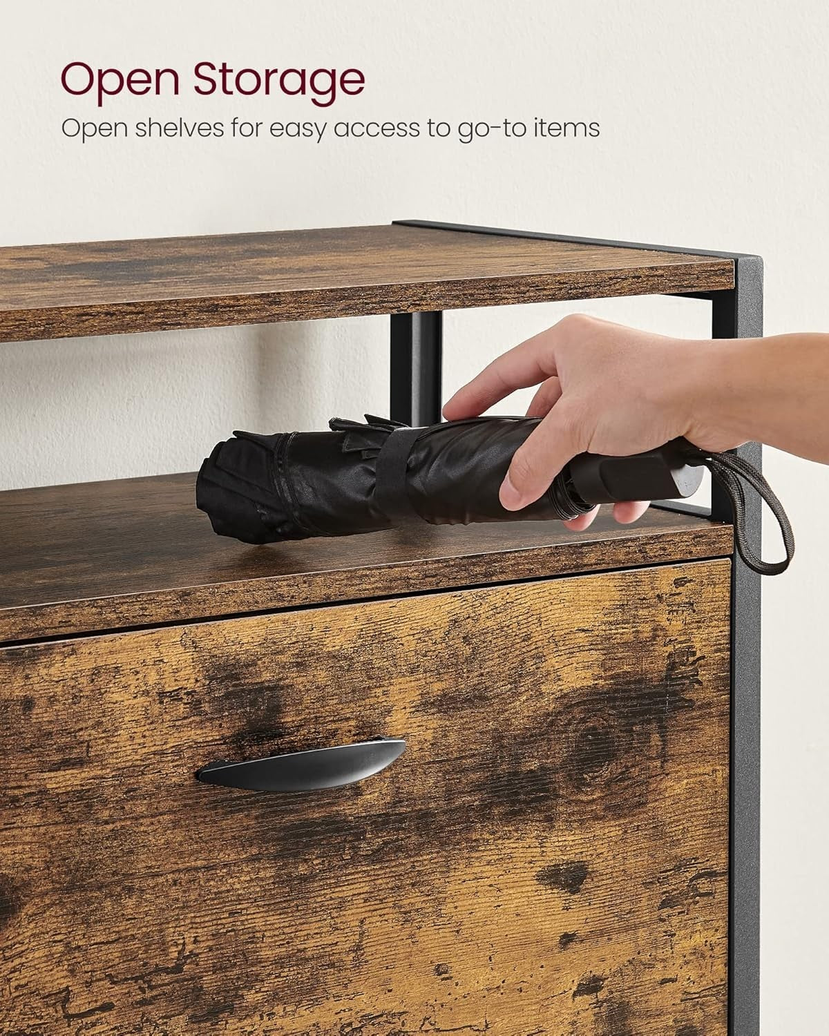 Slim Shoe Cabinet Storage with 3 Doors, Open Shelf, Holds 18 Pairs, 130cm