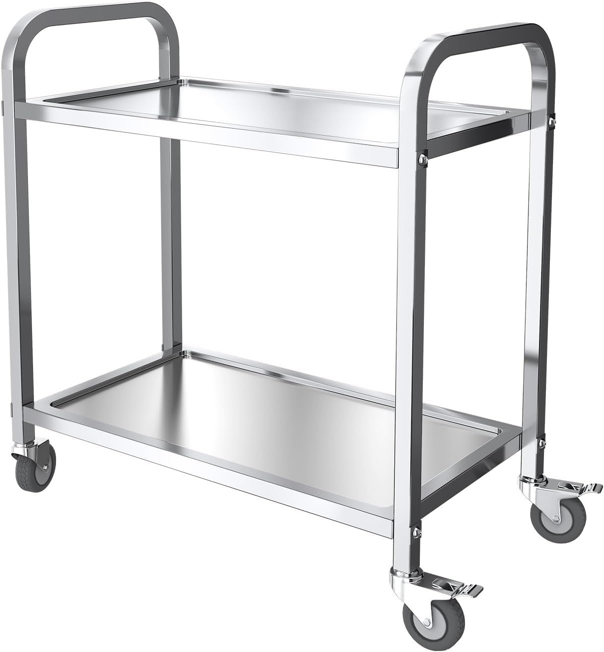 Stainless Steel 2 Tier Kitchen Trolley 75cm Utility Cart