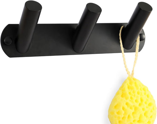 Black Metal Wall Coat Rack 3 Hooks Heavy Duty Modern Towel Hanger for Bathroom