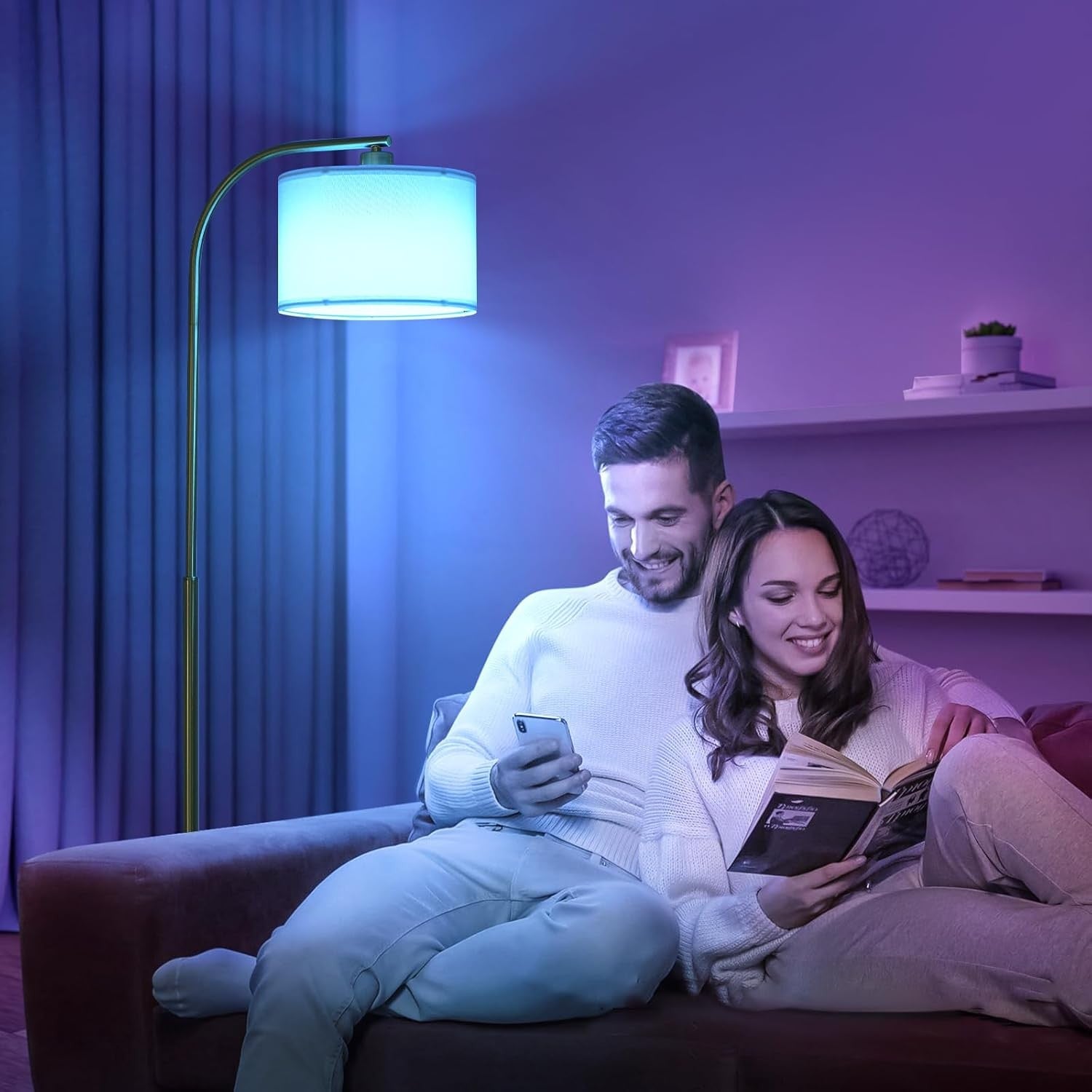 Gold Floor Lamp LED Dimmable Remote App Control RGB Smart Standing Light