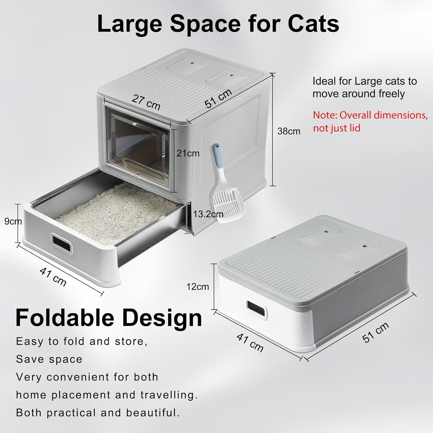 Enclosed Stainless Steel Cat Litter Box Lid Drawer Anti Leak Smell Free