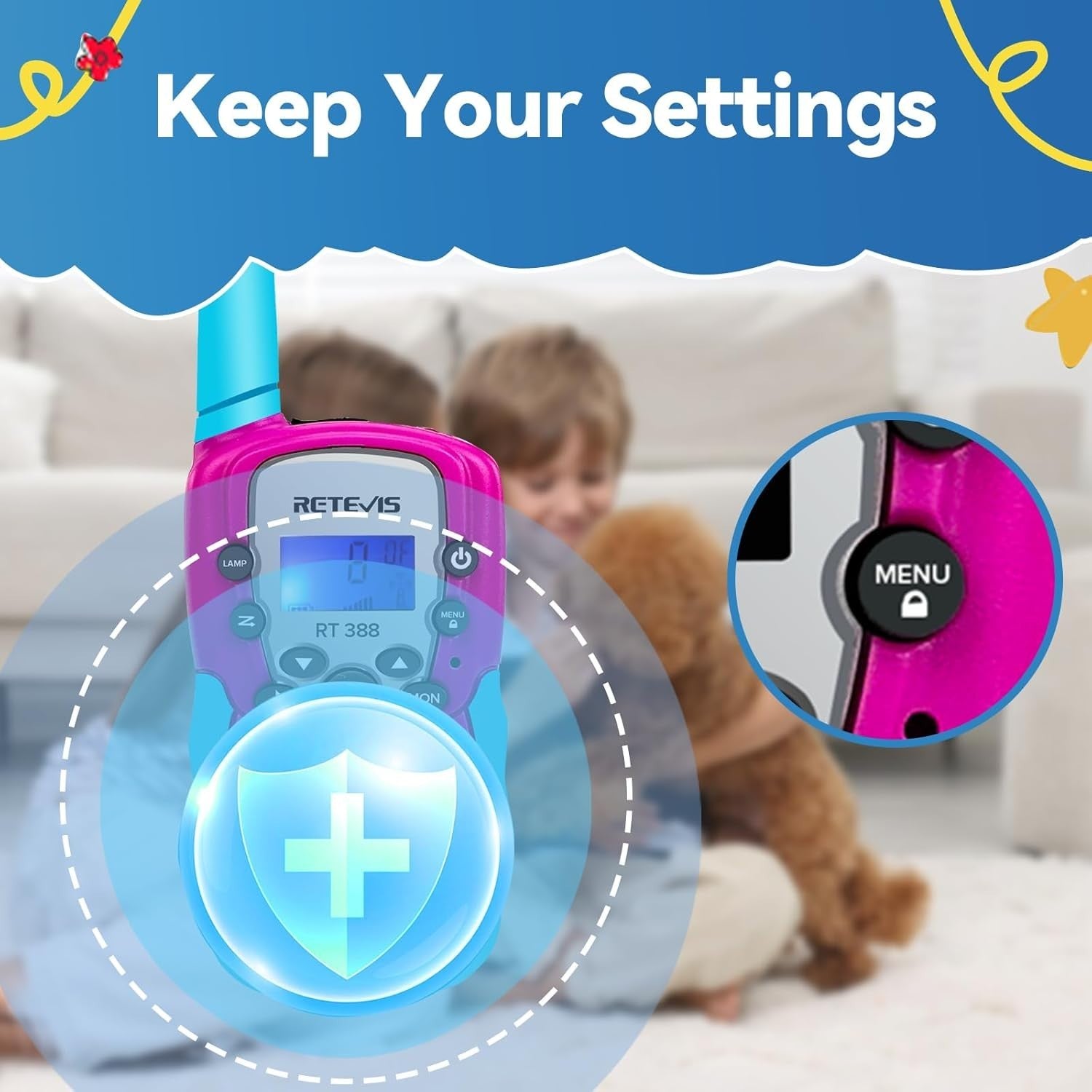 Kids Walkie Talkie VOX Flashlight Clear Sound Toy Gift Blue Pink 1Pc