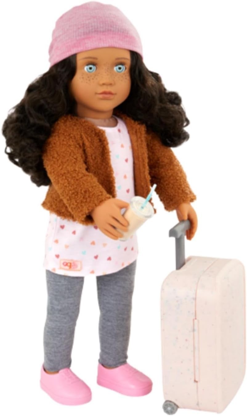 18in Travel Doll with Rolling Luggage Playset Realistic Features