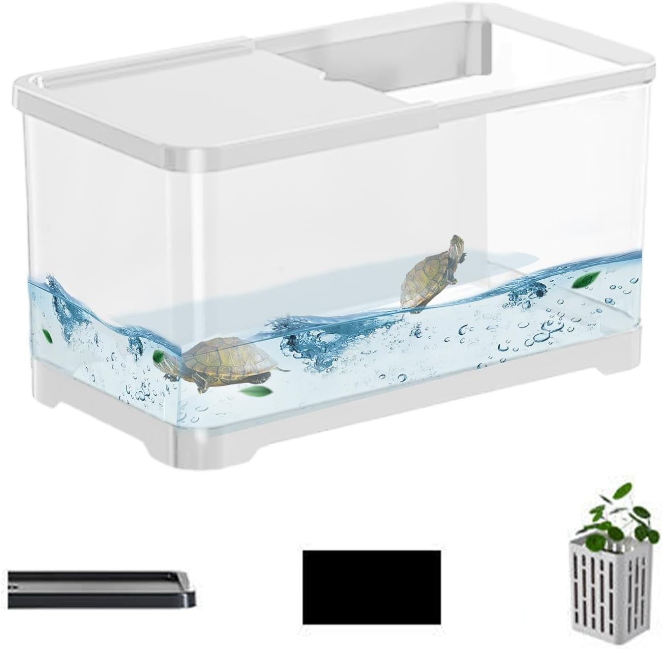 Small Fish Tank Starter Kit | Decorative Aquarium with Basket for Guppy, Shrimp