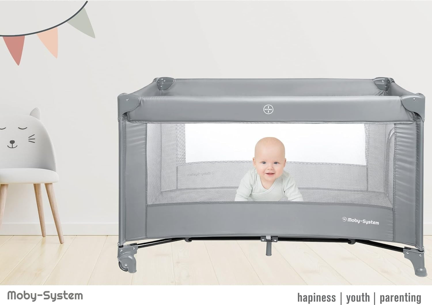 3in1 Baby Bedside Crib Travel Cot with Mattress 7 Heights Wheels & Side Panel