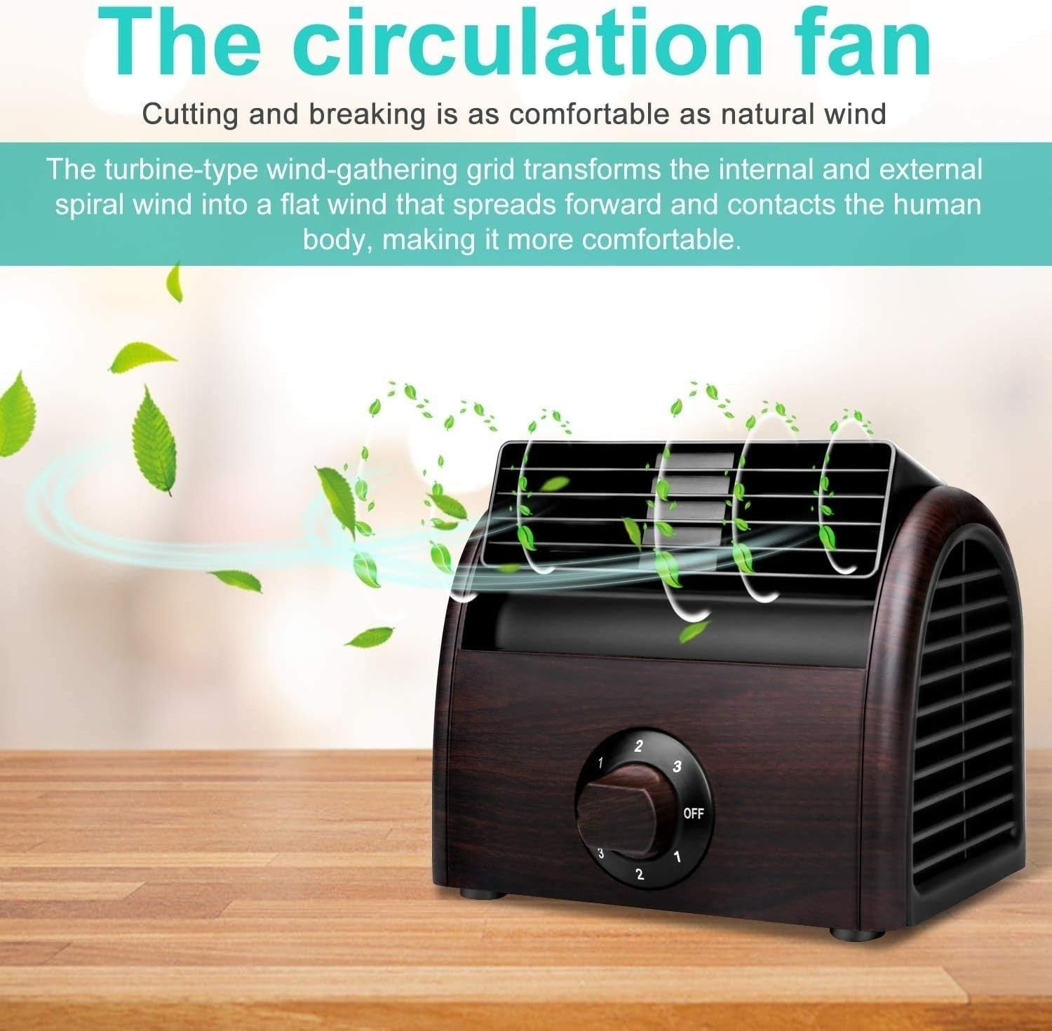 Retro Desk Fan – Vintage Mini Air Circulator Table Cooling Fan Quiet 3Speed Knop