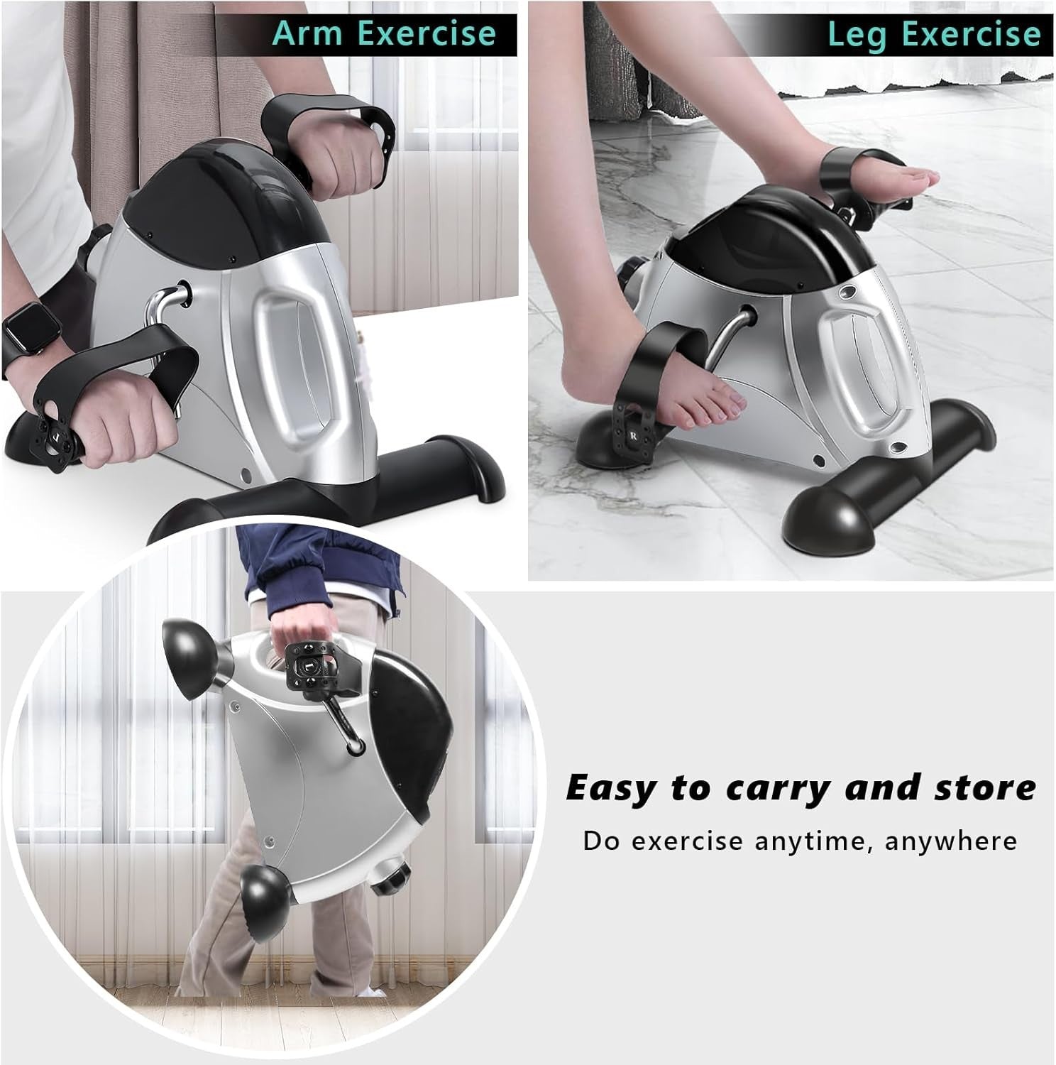 Seated Pedal Exerciser Under Desk Bike with Handle LCD Resistance