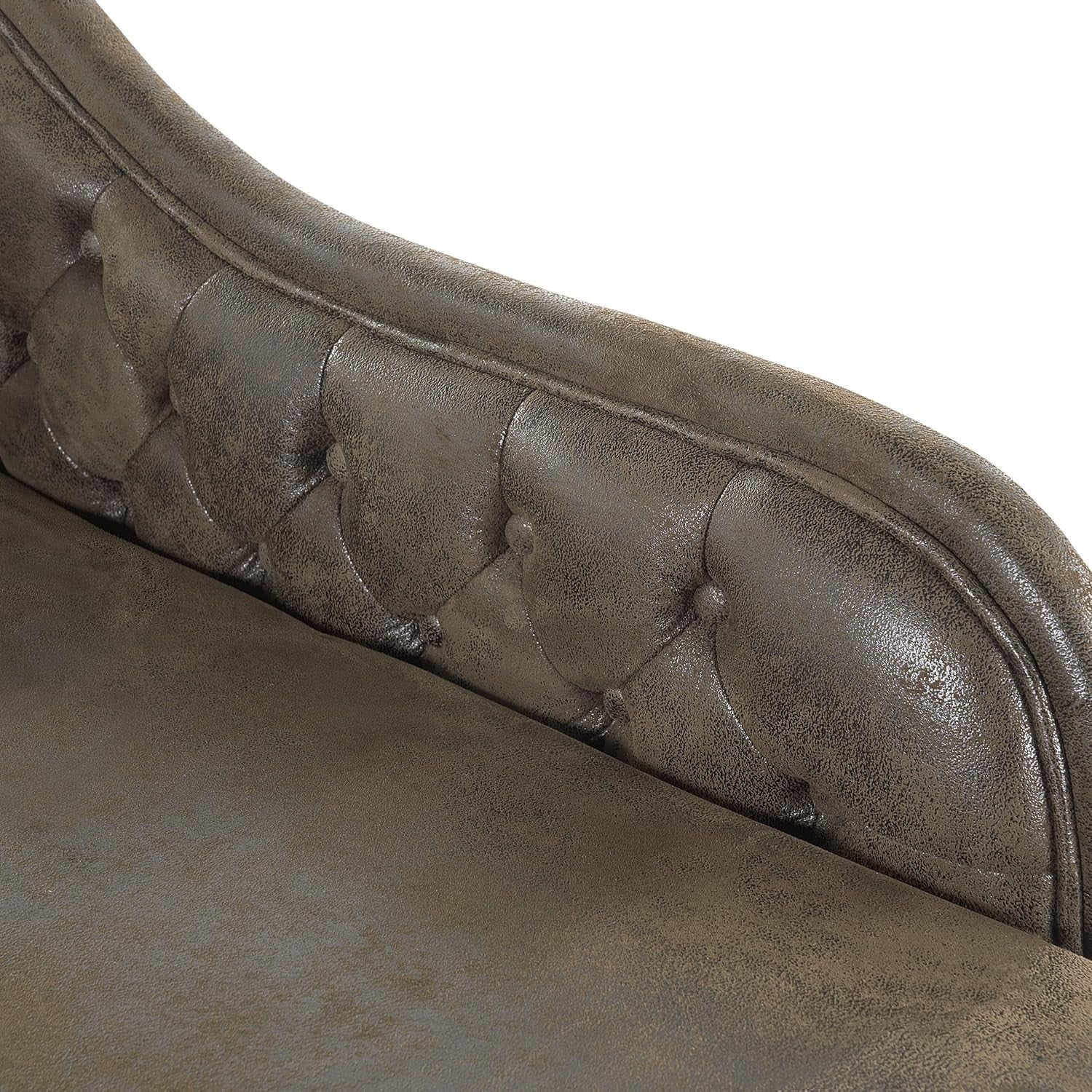 Left Hand Chesterfield Chaise Lounge Faux Suede Brown Sofa 169cm Elegant Tufted