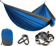 Outdoor Camping Hammock Ultra-Light 210T Nylon Swing with Straps Blue Gray