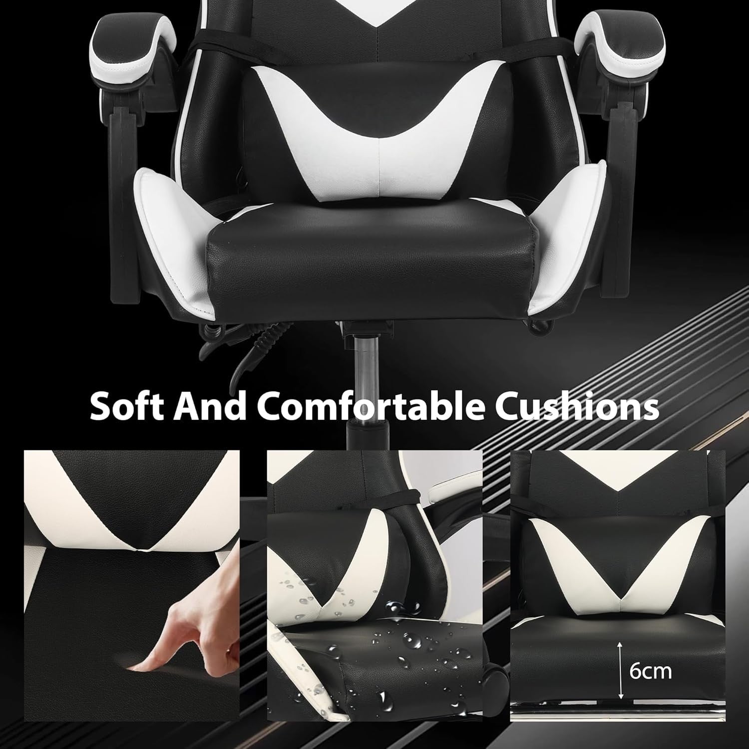 Ergonomic Gaming Chair Adjustable Lumbar Support & Headrest - Reclining Office