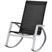 Garden Rocking Recliner Chair High Back Mesh Patio Lounge Seat Black