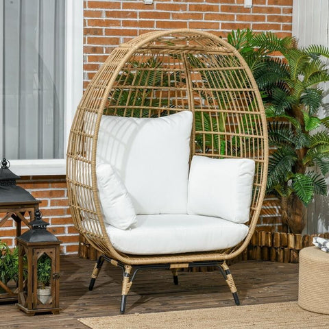 Rattan Egg Chair Teardrop Wicker Outdoor Indoor Garden Seat with Cushions