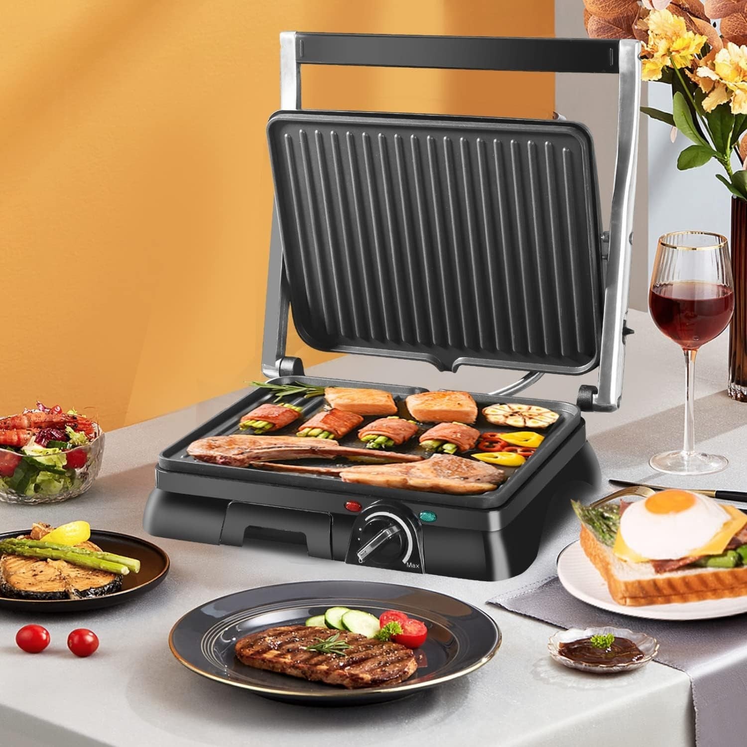 2000W Deep Fill Sandwich & Panini Press Toastie Maker Stainless Steel
