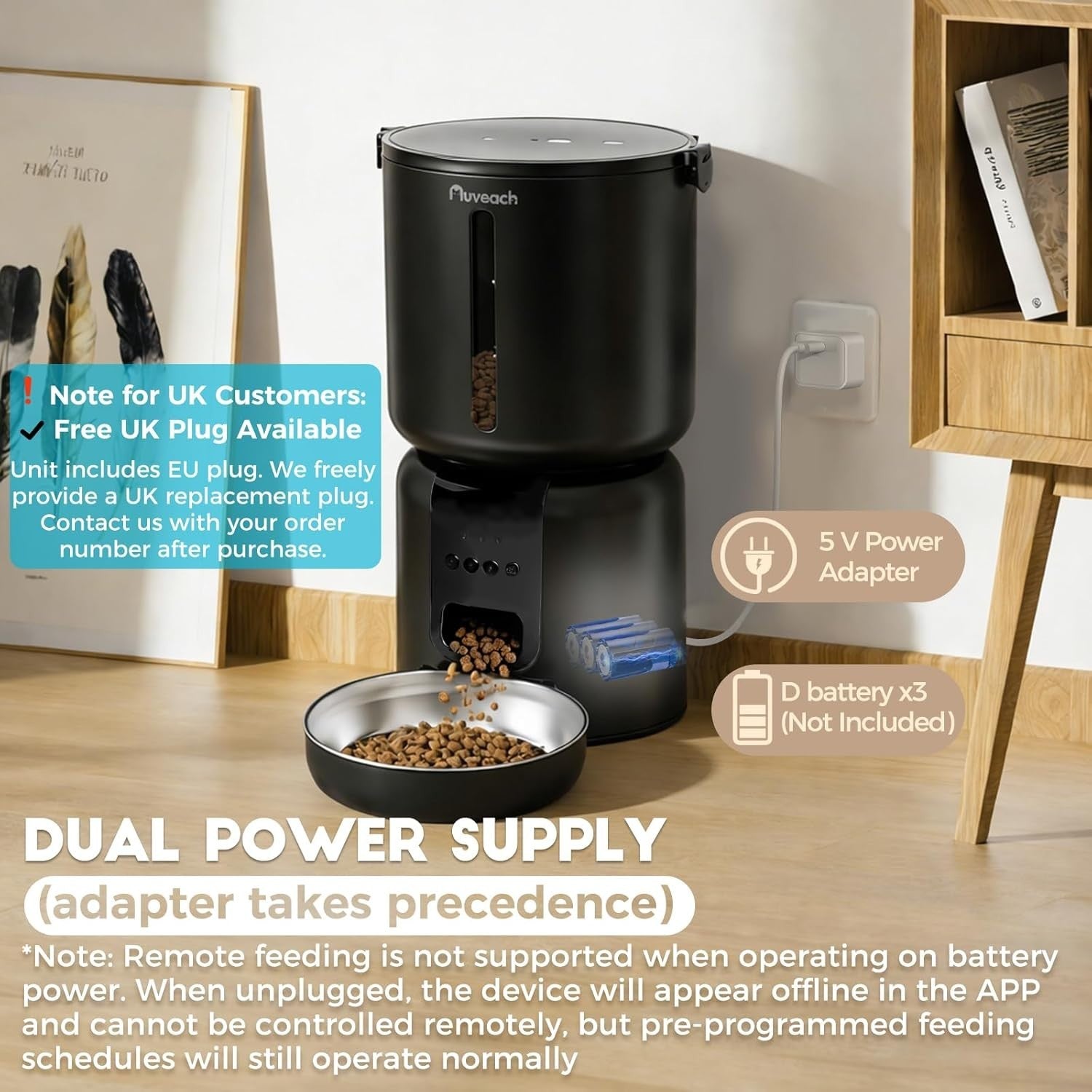Smart Cat Feeder & Water Fountain WiFi App Control 4L Auto Feeding