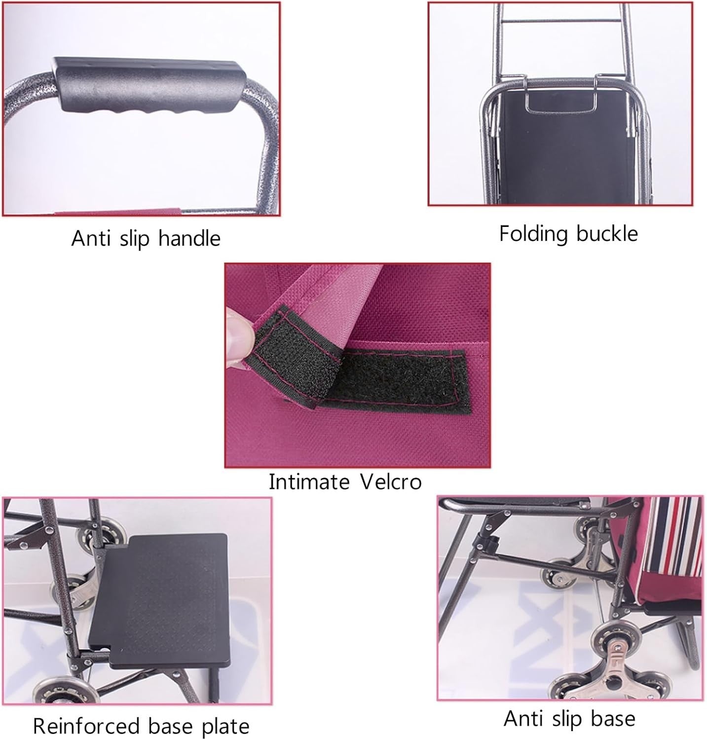 6-Wheel Foldable Stair Climber Shopping Trolley w/ Seat & Waterproof Cover