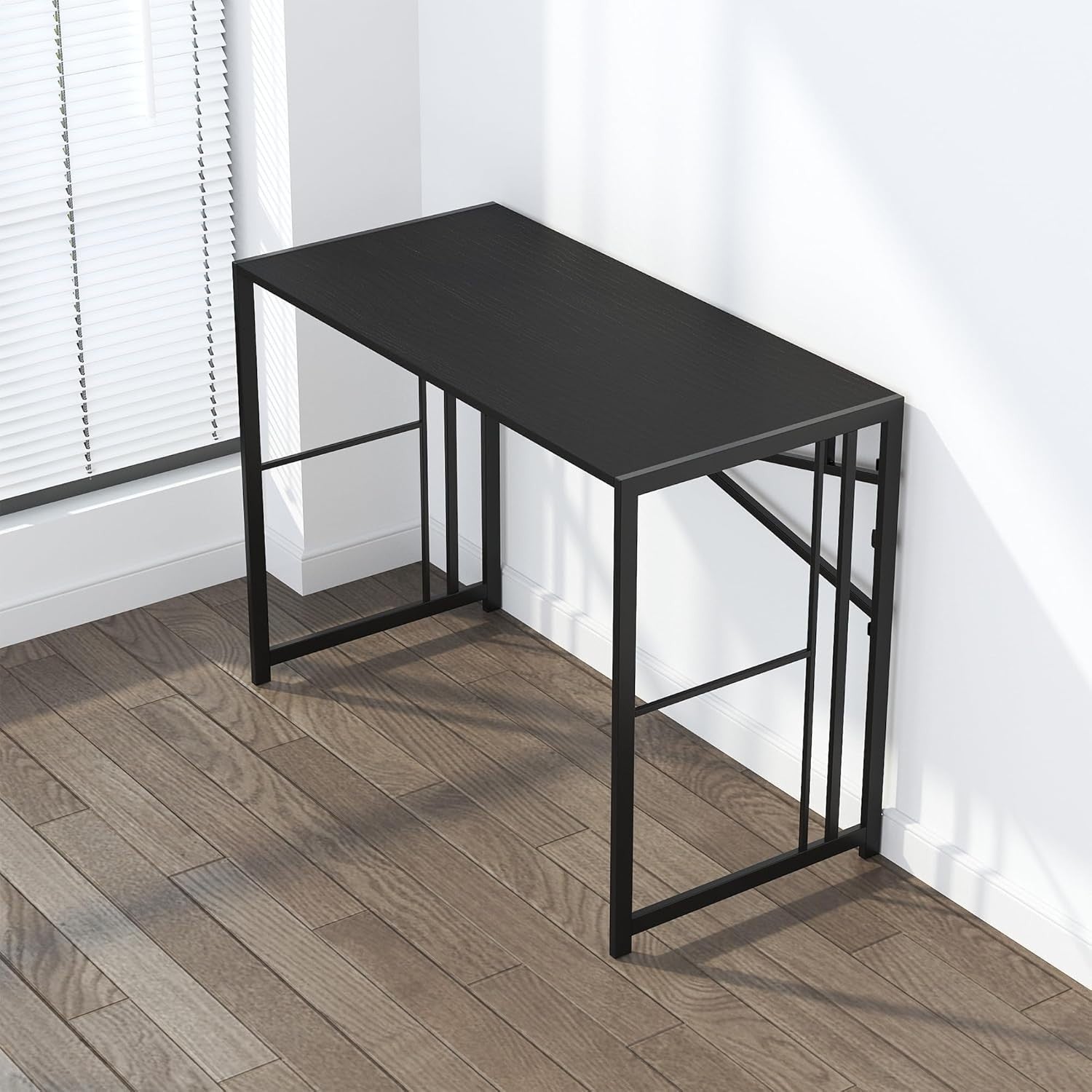 Folding Desk 103cm Black No Assembly Home Office Gaming Study Table