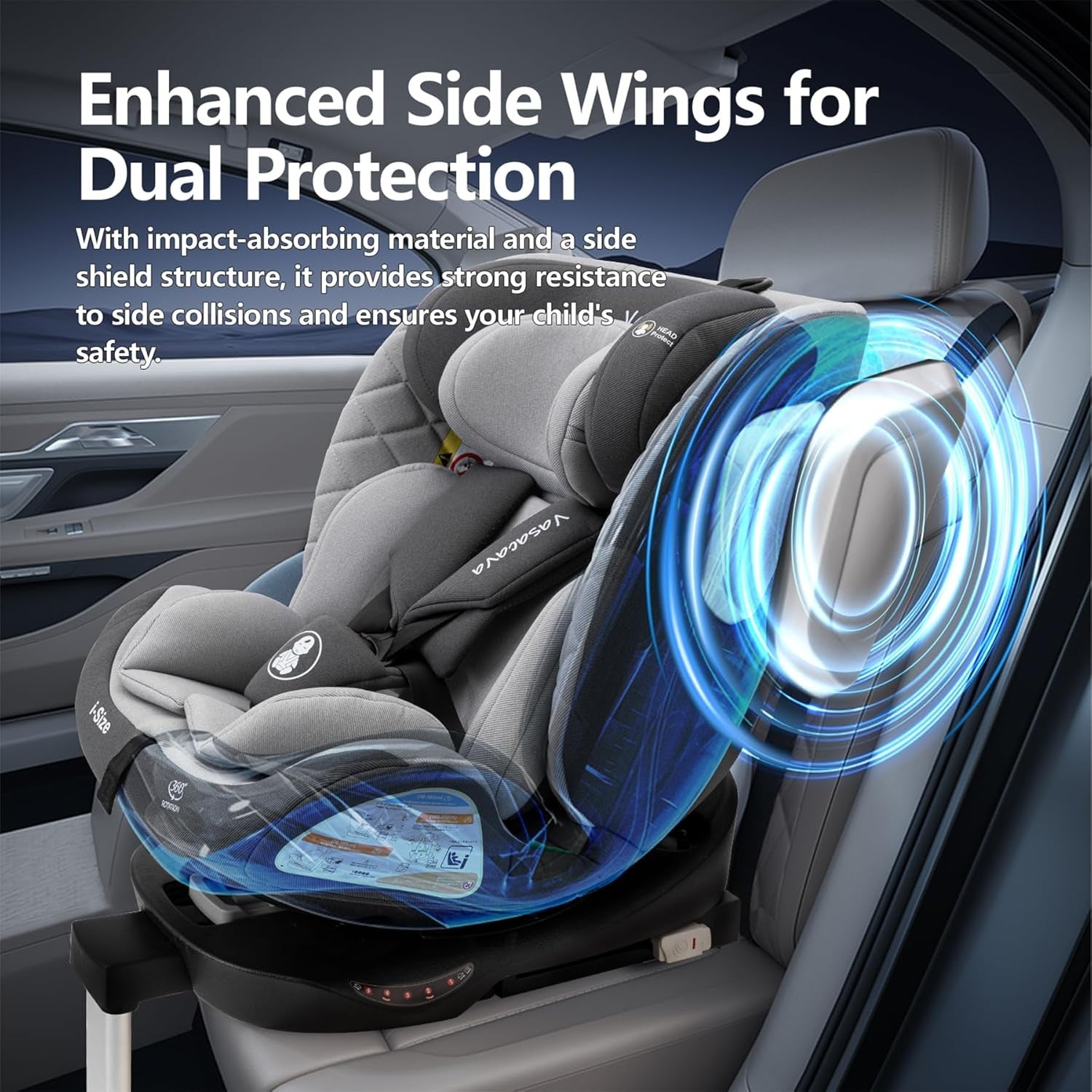 360° Rotating i-Size Baby Car Seat ISOFIX Birth-12 Years R129 Safety