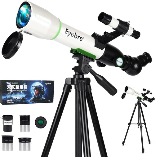 50mm Kids Astronomical Telescope 20–200X Refractor with Tripod White