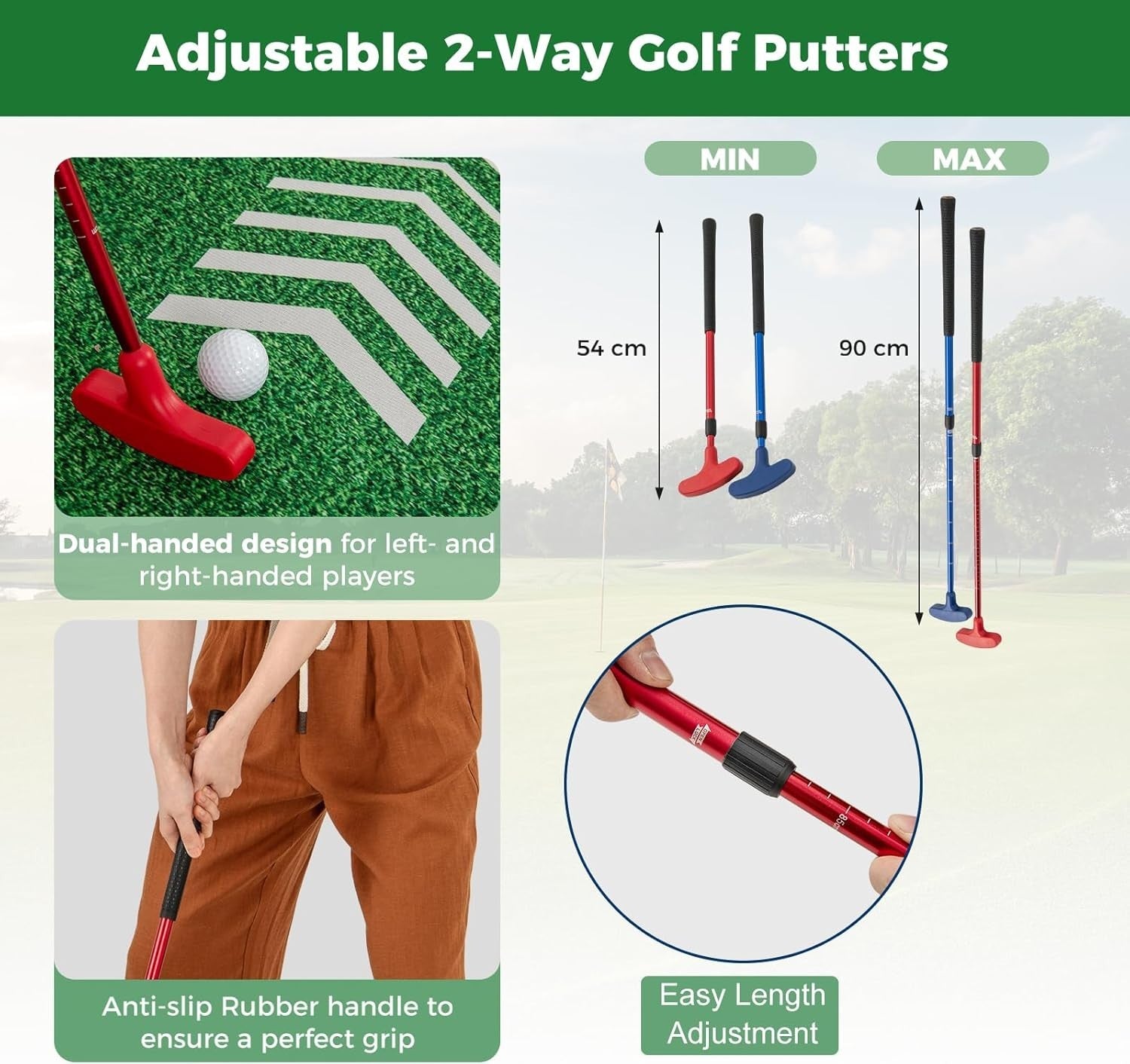 Indoor Golf Putting Green 11FT Practice Mat Set w/ Putters Balls Holes