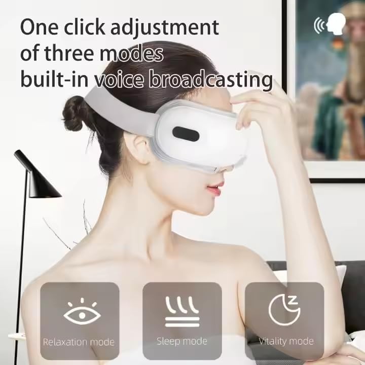 Heated Eye Massager Air Pressure Music Foldable Cooling Gel