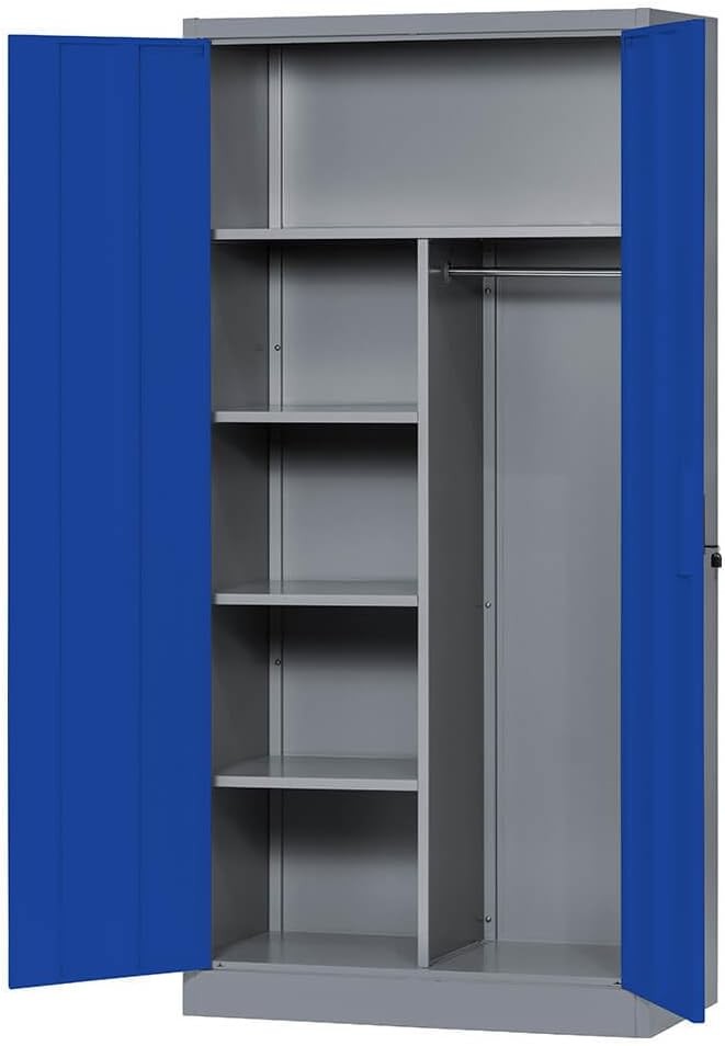 Blue Metal Lockable Cleaning Cabinet Utility Cupboard with Adjustable Shelves