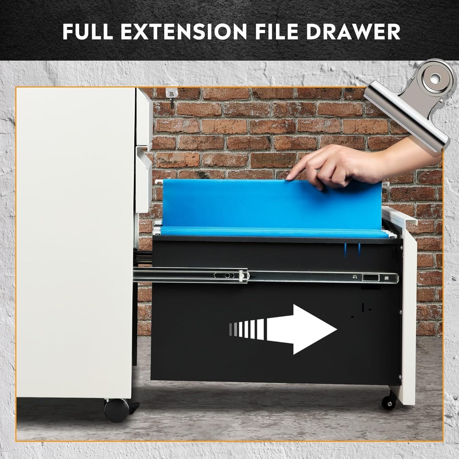 White 3 Drawer Lockable File Cabinet 43x37x60cm Mobile Under Desk