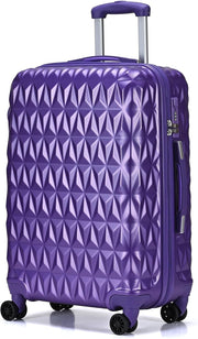 24 Inch Medium Hard Shell Suitcase 4 Dual Spinner Wheels Lock Purple
