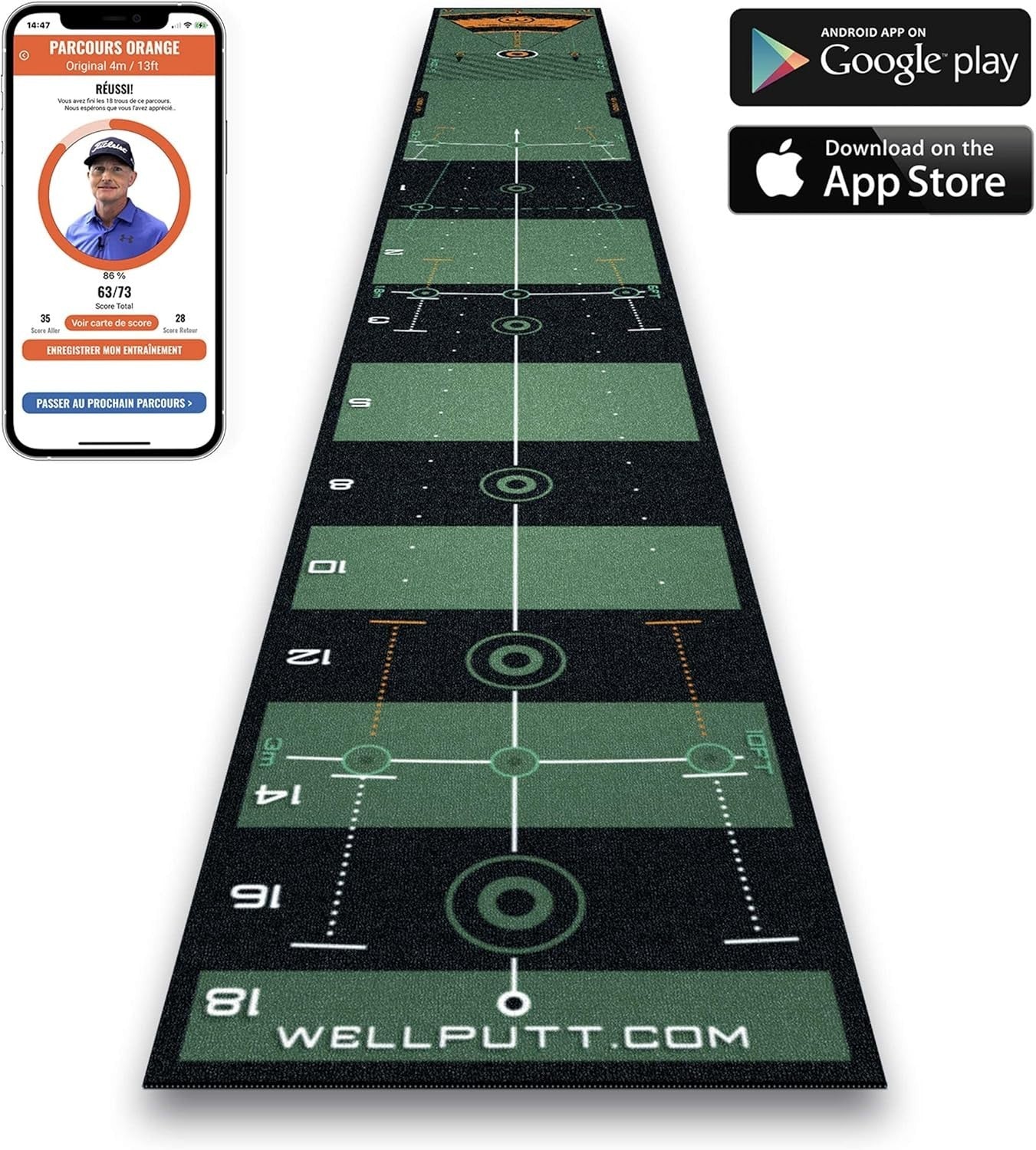 Golf Putting Mat High Speed 100ft Practice Training Green Alignment