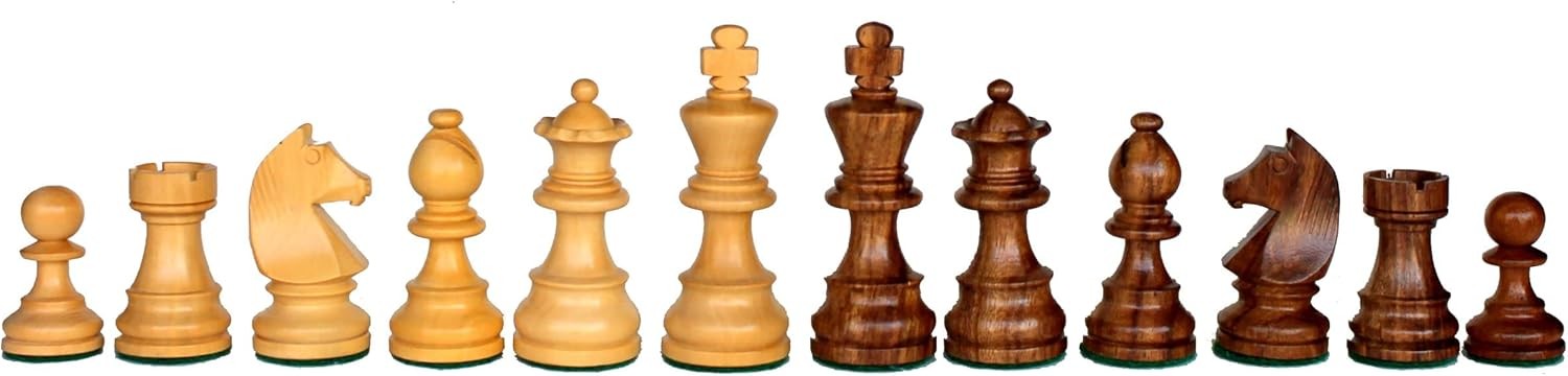 Luxury Wooden Staunton Chess Pieces | 4" King Handcrafted Set for 10–16" Boards