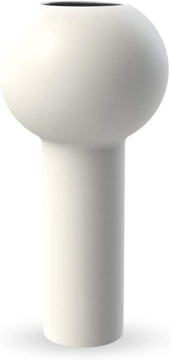 White Ceramic Pillar Vase 32cm Modern Minimalist Table Home Decor