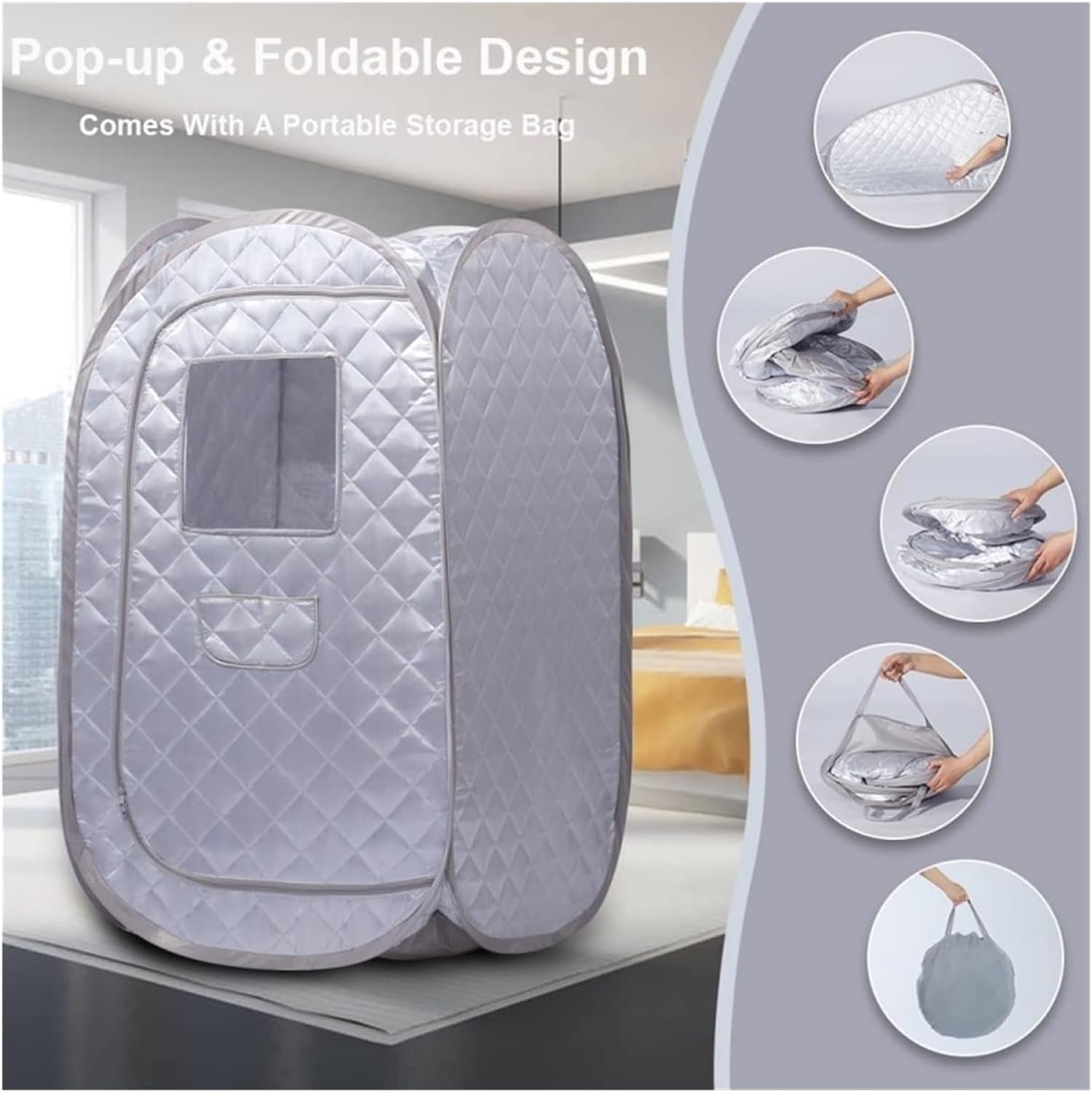 Portable Sauna Tent Home Spa Foldable Heat Therapy Cabin Stress Relief Pink