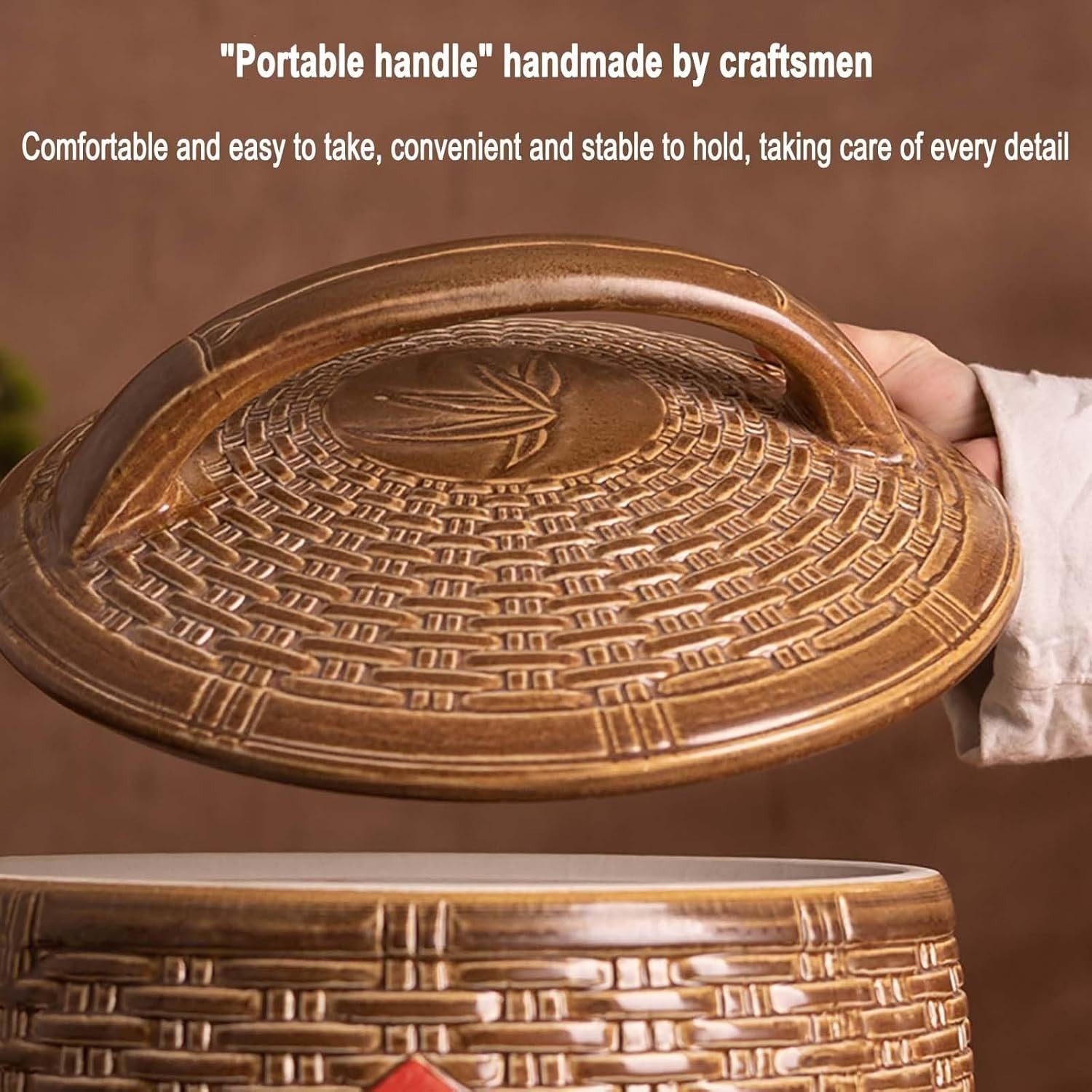10KG Chinese Retro Ceramic Rice Jar Sealed Grain Storage Container
