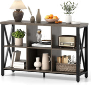 6-Cube Grey Storage Bookcase Industrial Metal Frame Durable 120x35x76cm
