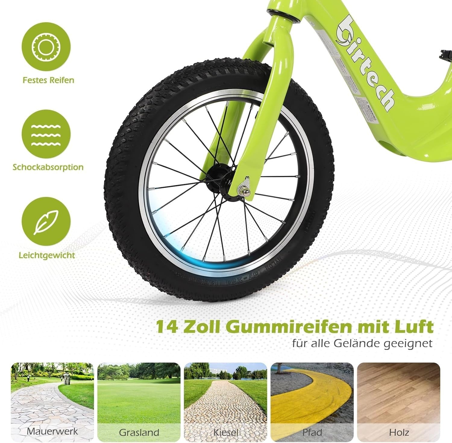 14 Inch Balance Bike Kids No Pedal Bicycle Air Tires Age 3-6 Years