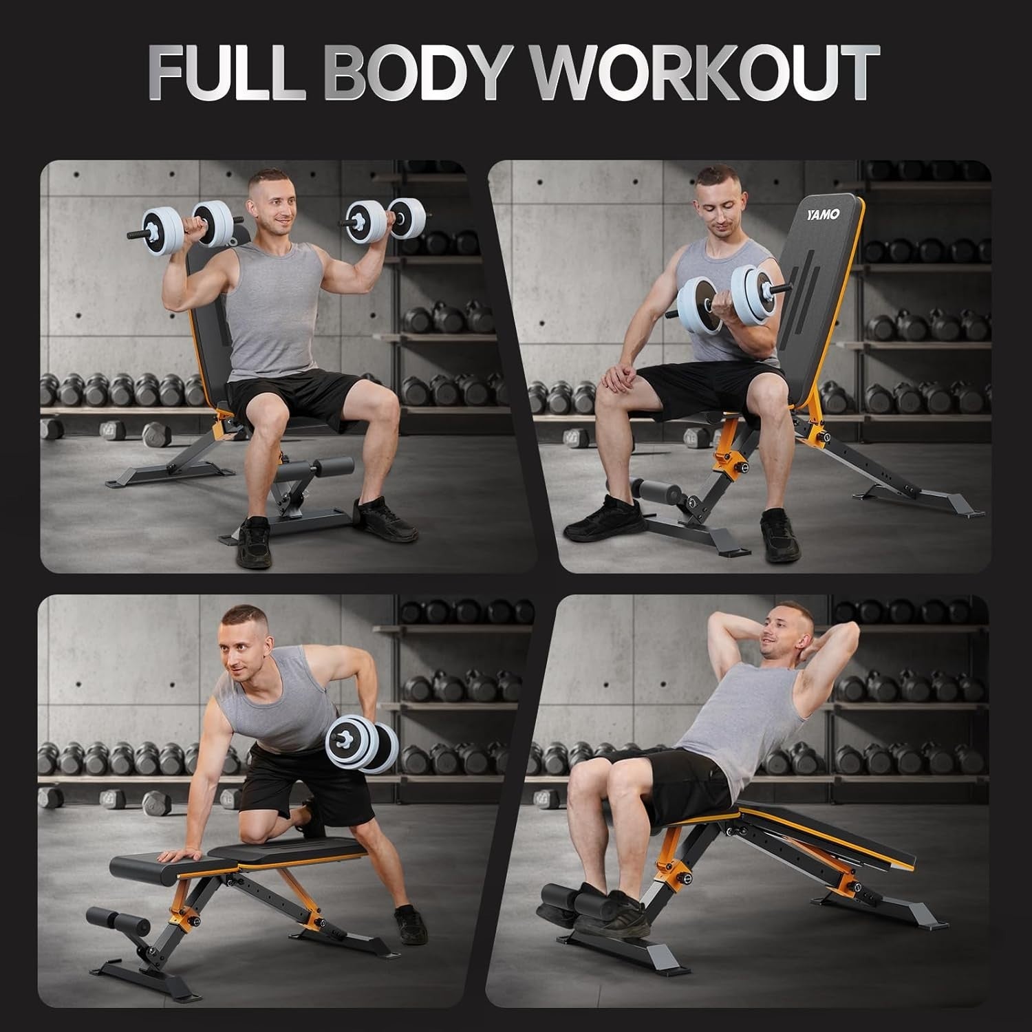 Heavy Duty Foldable Workout Bench 300kg Multi-Angle Home Training