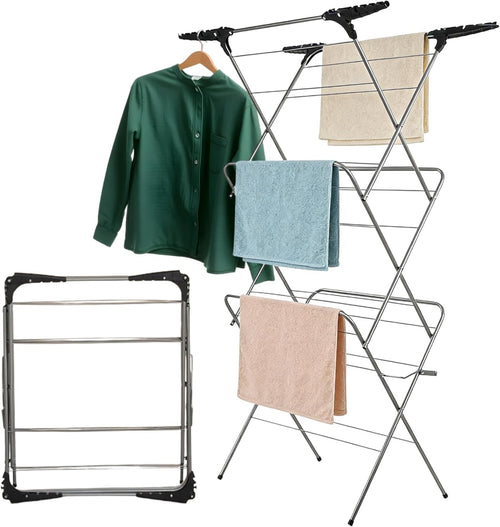 3 Tier Folding Clothes Airer 20m Drying Space Indoor Outdoor Laundry Rack