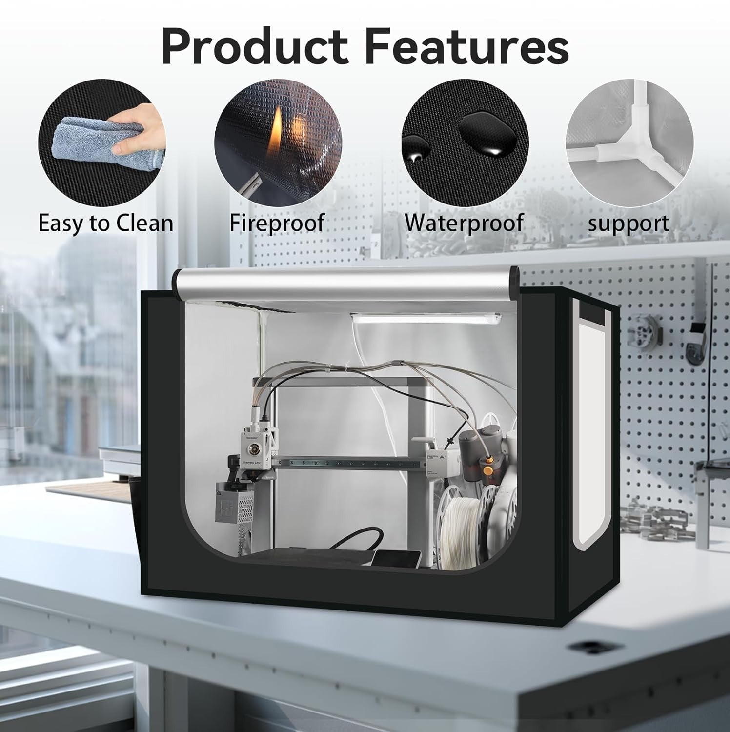 3D Printer Enclosure for Bambu A1 Combo LED Fireproof Dustproof Tent Box