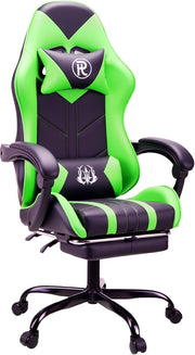 Ergonomic Gaming Chair with Footrest & Lumbar Support – Green PC Seat