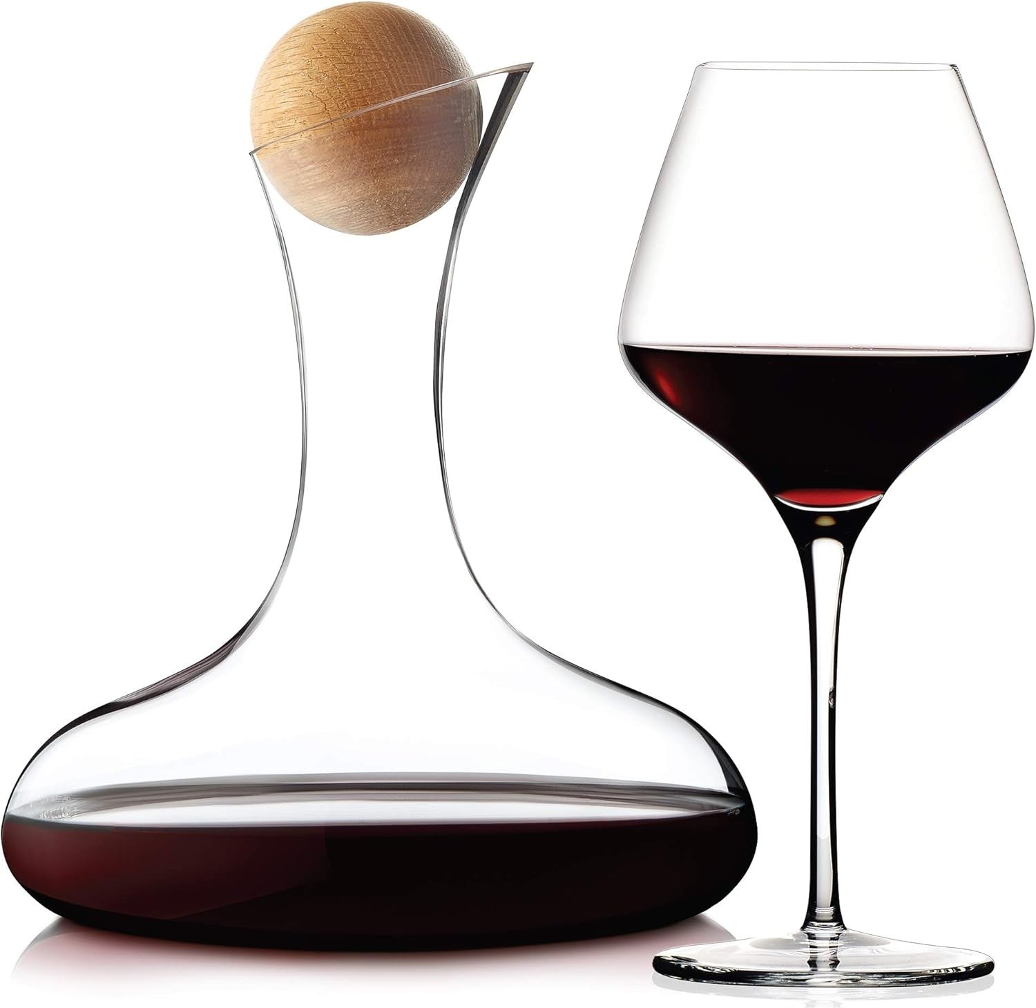 1.8L Wine Decanter Crystal Glass with Aerator Filter Oak Stopper Gift Set