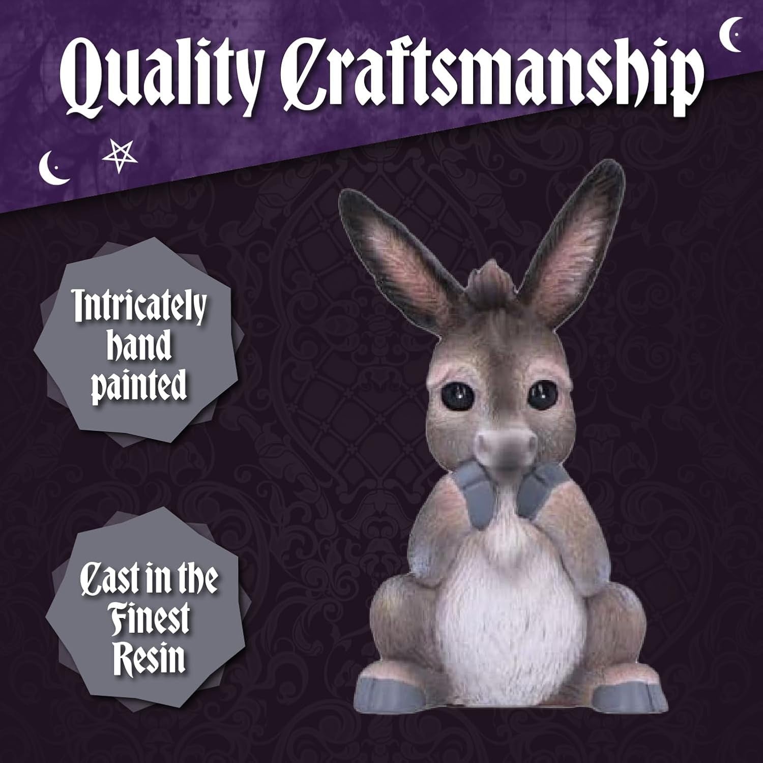 Three Wise Donkeys Ornament Set 11cm Resin Figurines Home Decor Gift Cute Trio