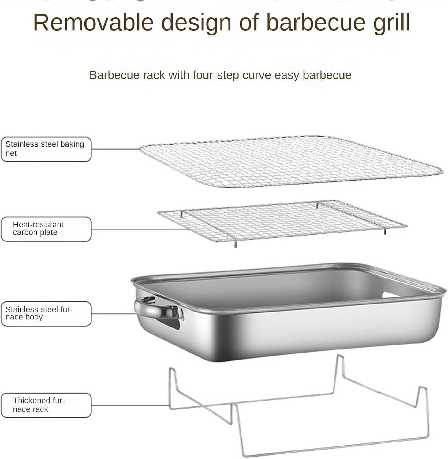 Portable Stainless Steel Charcoal BBQ Grill Compact Outdoor Camping Cooking Rack