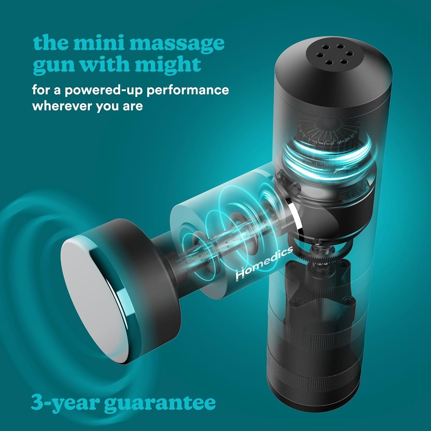 Mini Heated Massage Gun Deep Tissue Muscle Recovery Travel Size 5 Heads