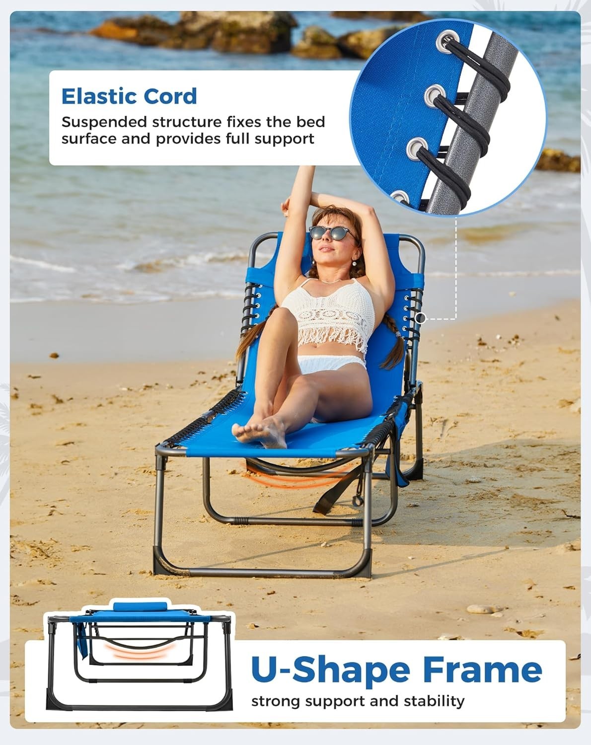 Folding Sun Loungers Set of 2 Adjustable Outdoor Garden Pool Patio Relax Chairs